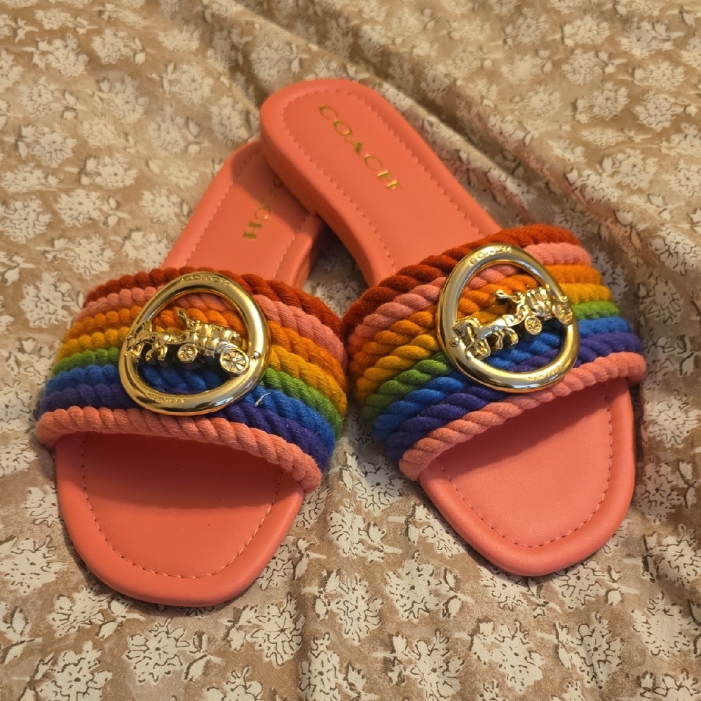 Coach Multicolor Rope Slide Sandals